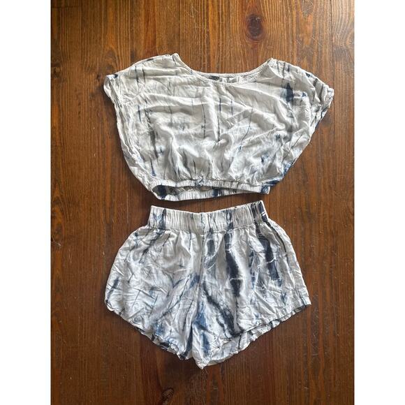 PQ Swim Boho Tie Dyed Lightweight Cropped Top and Shorts Resortwear set, M/L - Picture 1 of 7
